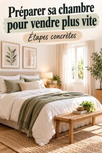 Chambre harmonieusement décorée pour une vente immobilière réussie.