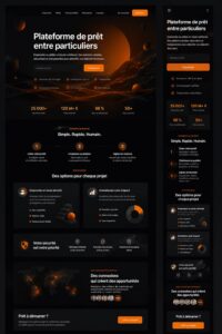 Vue d'une femme utilisant une plateforme de prêt P2P sur son ordinateur