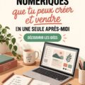 Femme créant un produit numérique sur son ordinateur