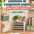 Espace de travail organisé avec différents rangements pour documents.