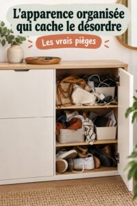 Une pièce bien rangée avec des solutions esthétiques et fonctionnelles, mettant en valeur un intérieur organisé.
