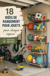 Rangement de jouets esthétique et pratique dans une chambre d'enfant.