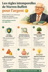 Illustration de Warren Buffett partageant ses conseils financiers sur l'investissement