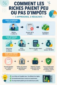 Un tableau illustrant les différences de taxation entre riches et classes moyennes.