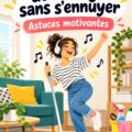 Femme souriante nettoyant sa maison avec enthousiasme