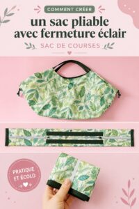 Un sac de courses pliable avec fermeture éclair sur une table.