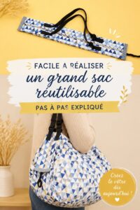 Photo d'un grand sac réutilisable en tissu coloré, idéal pour les courses.