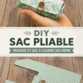 Sac en tissu pliable fait maison sur une table en bois, prêt à être utilisé pour des courses.