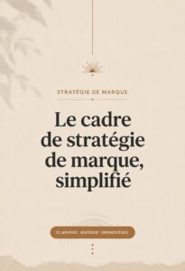 Visuel d'un tableau montrant les étapes d'une stratégie de marque simplified sur un bureau