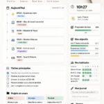 Personne utilisant un tableau de bord Notion sur son ordinateur pour organiser ses tâches.