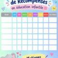 Tableau de récompenses coloré pour enfants affiché sur un mur.
