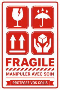 Étiquette 'Fragile' à imprimer avec un design minimaliste et clair
