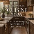 Cuisine rustique et chaleureuse avec des textures naturelles pour 2026.