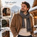 Femme habillée en tenue d'hiver élégante, prête à prendre la route.