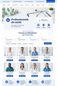 Un aperçu d'un site web médical aux couleurs apaisantes, conçu avec un thème WordPress.