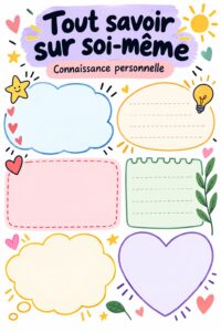 Femme méditant avec un carnet dans les mains, symbole de connaissance de soi et d'introspection.
