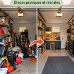 Garage bien rangé avec des étagères et des outils organisés