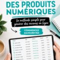 Image illustrant des produits numériques sur un ordinateur portable, symbole de vente en ligne.