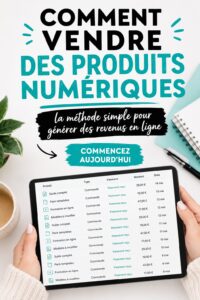 Image illustrant des produits numériques sur un ordinateur portable, symbole de vente en ligne.