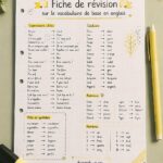 Une fiche de vocabulaire anglais avec des mots de base pour apprendre facilement.